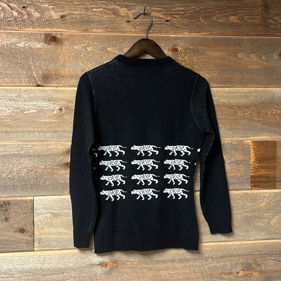 GIVENCHY Vintage Wool Blend Union USA Made Leopard Sweater Medium y2k Vibes - Picture 7 of 8
